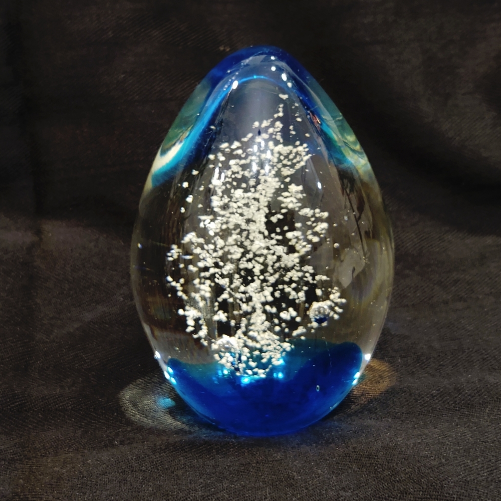 Vintage Large Hand-Blown Art Glass Spiral Paperweight